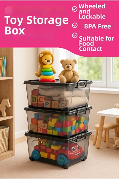 LOREMPBOX Cutie de depozitare de 80 de litri, 3 bucăți, organizator pentru cu...