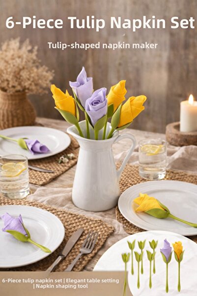 Anadolu Saray Σετ 6 τεμαχίων θήκες χαρτοπετσετών με σχέδιο τουλίπας |   Συσκε...