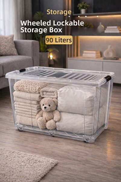 LOREMPBOX Cutie de depozitare 90 LT cu roți blocabile 1 bucată sau+H2:H145gan...