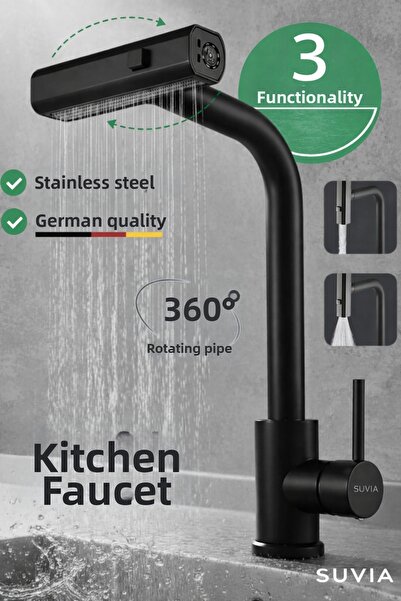 SUVİA Kitchen Faucet 3 Functions 360 °   Swivel Extension Faucet with Stainle...