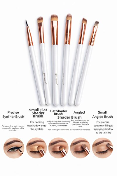 SEVRU Νέο Σετ πινέλων για σκιές ματιών 6 τεμαχίων - Σετ πινέλων eyeliner 6 τε...