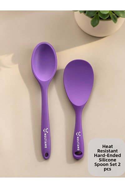 Multiamo Hard Tip Heat Resistant Fireproof Non-Stick Silicone Long Spoon 28 C...