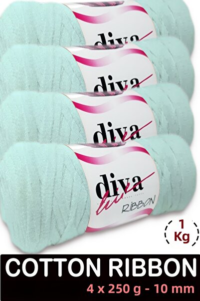 Diva İplik Panglică de bumbac - 1 Kg - 10 mm - Pachet de 4 bucăți - 1001