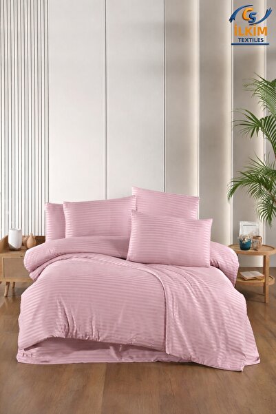 cs ilkim Πολυτελές Σετ Παπλωματοθήκης από Ριγέ Σατέν – Λαμπερό και Απαλό Ύφασμα