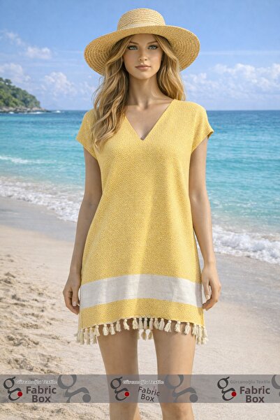 Fabric Box 100% Βαμβακερό Φόρεμα Παραλίας Τουνίκ Κιμονό Peshtemal – Ελαφρύ & ...