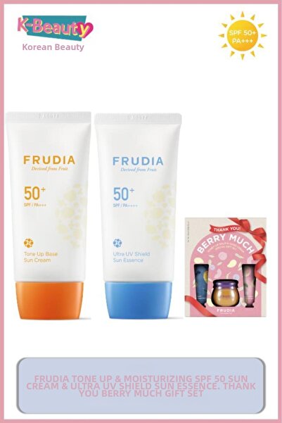 FRUDIA تونر ومرطب بعامل حماية من الشمس 50، واقي شمسي مزدوج وفرويديا، مجموعة ه...
