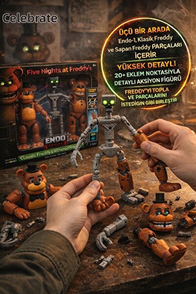 TOYFEST مجموعة شخصيات فريدي الكلاسيكية من Five Nights at Freddy's Endo-1، لعب...