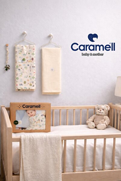 Caramell ماي بيبي شاطئ رمل 80x90 سم 1 قطعة قطن ممشط 1 قطعة بطانية موسلين 1 قط...