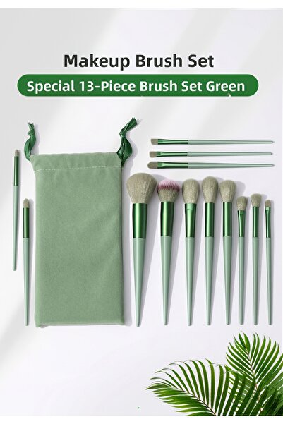 Lotravia Makeup Brush Set / Special 13-Piece Brush Set Green