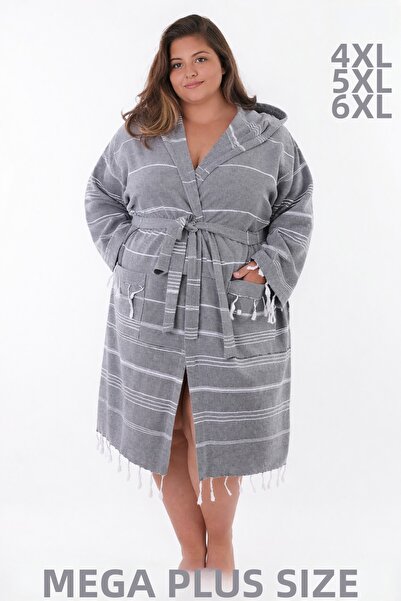 MODELHOME Βαμβακερό γκρι χρώμα, μπουρνούζι με κουκούλα, ρόμπα και φόρεμα παρα...