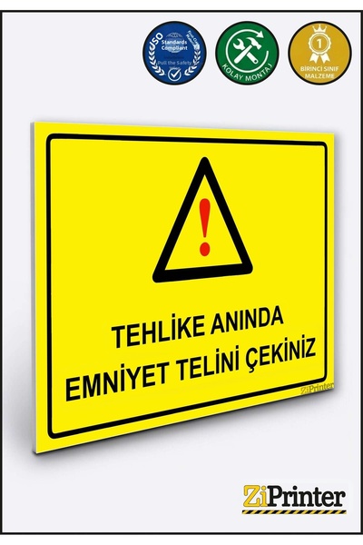 ZiPrinter قم بسحب سلك السلامة عند حالات الطوارئ، لافتة تحذير isg، ديكوتا، 50x...