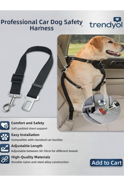 Ankaflex Adjustable Auto Seat Belt Leash Vehicle Pet Leash Safe Clip Compatib...