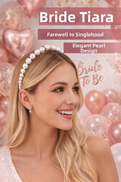 DOĞABEREN Bride Pearl Bridal Crown Bachelorette Party Crown
