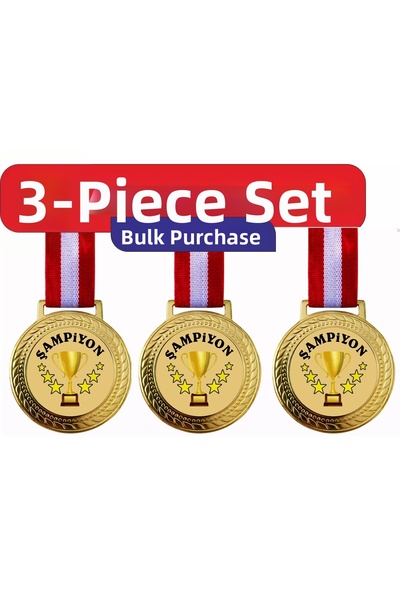 Miro Toys 3 τεμάχια Μετάλλια Πρωταθλητών – Σετ Βραβείων με Χρυσές Κορδέλες, Μ...