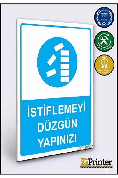 ZiPrinter قم بتكديس المواد بشكل صحيح! لافتة تحذير isg ديكوتا 15x20 سم
