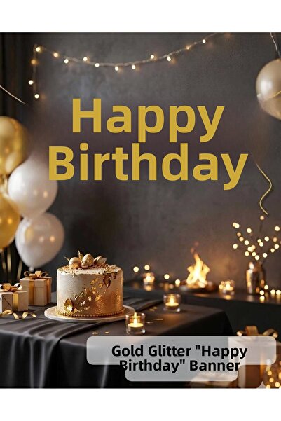 ÇEÇEN HOME Χρυσό ασημένιο πανό  "Χρόνια Πολλά ", Επιγραφή για γενέθλια, Πανό ...