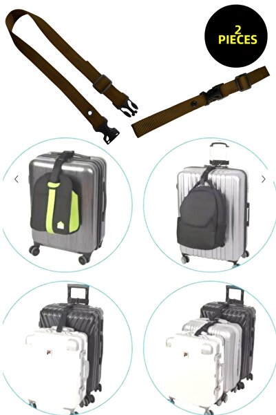 usin 2 ΤΕΜ. Καφέ ρυθμιζόμενη τσάντα βαλίτσας, ιμάντας ζώνης για σύνδεση αποσκ...