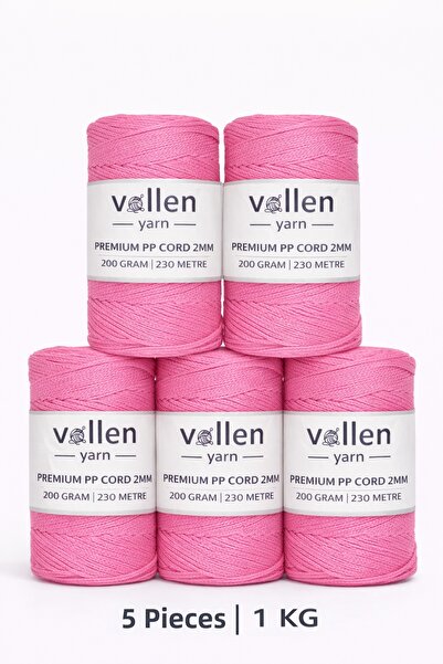 vollen yarn 1000 جرام خيط مكرامية بوليستر، مجموعة 2 مم مكونة من 5، خيط مكرامي...