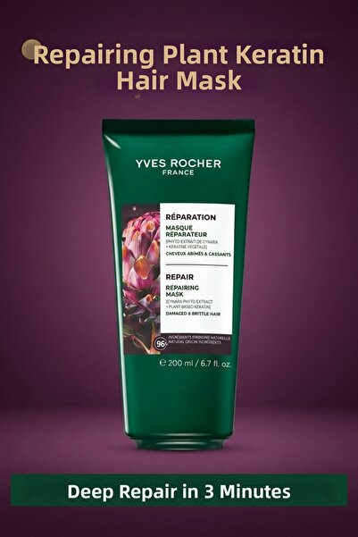 Yves Rocher قناع إصلاح الشعر بالكيراتين العشبي للشعر التالف نباتي 200 مل