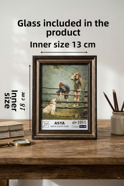 Asya Çerçeve Decorative Antique Patterned Black Coffee 13X18 Plastic Photo Fr...