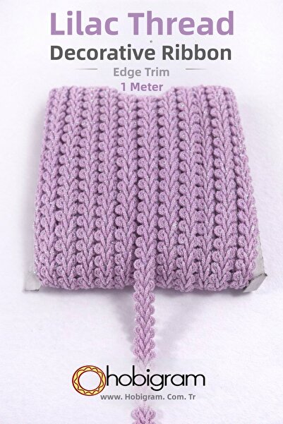 Hobigram Λιλά Γκλίτερ Κορνέλα Διακοσμητική Κορδέλα με Κερατόειρα Αρνιού 5 Μέτρα