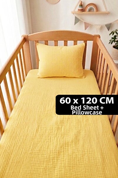 Soho Organics Muslin Elastic Sheet Set - 60X120 cm |   Bed Height 10-15 cm | ...