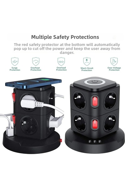 Epilons مقاوم للحرارة مع حماية من التيار الحراري، 3 منافذ USB و2.4 أمبير مع ك...