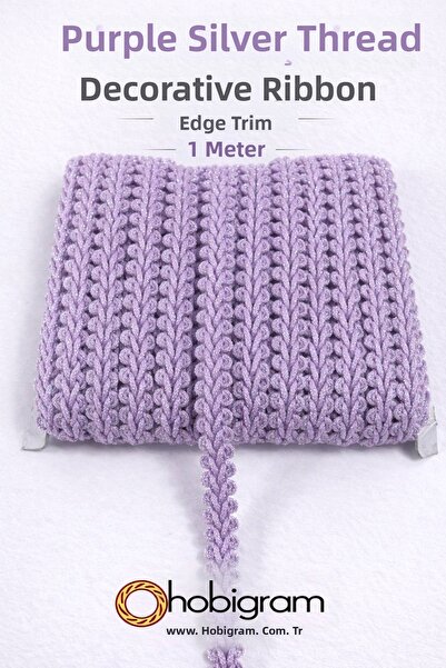 Hobigram Λιλά Ασημί Glitter Cornella Διακοσμητική Κορδέλα με Κερατάκια Κόρνελ...