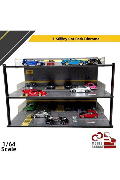 C&C Model Garage 3 Floors Car Parking Lot Diorama 1/64 Scale Diorama Mockup Model Vehicle Display Shelf Stand Collectible Hobby
