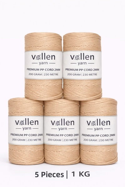 vollen yarn 1000 جرام خيط مكرامية بوليستر، مجموعة 2 مم مكونة من 5، خيط مكرامي...