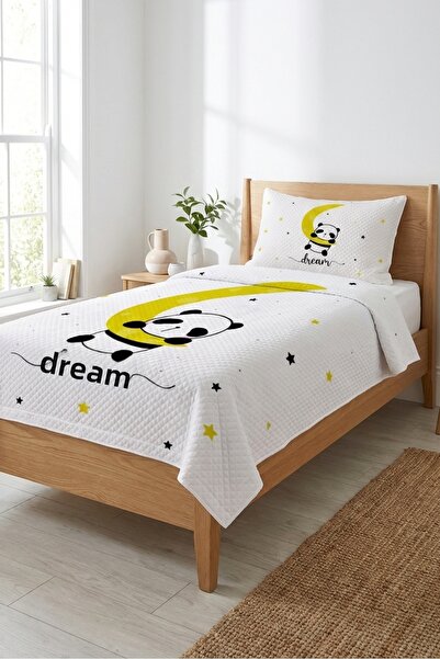 Evmila Teddy Bear and Crescent Star Children's Pique Set - Sleep-Themed Nordi...