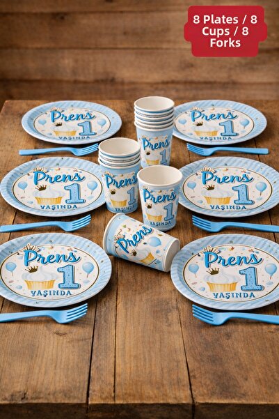 Baloncu Nene Σετ πιάτων, ποτηριών και μαχαιροπήρουνων από χαρτόνι για 8 άτομα...