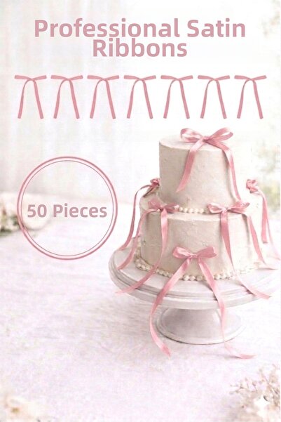 Mavi Masal 50 τεμάχια μακριά σατέν κορδέλα με φιόγκο |   Διακόσμηση Τούρτας, ...