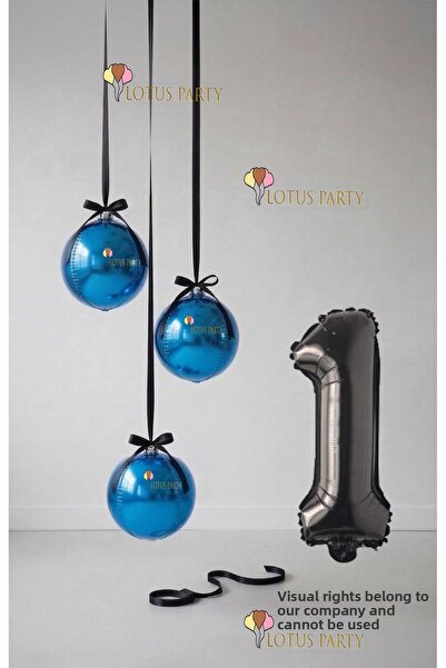 LOTUS PARTY مجموعة بالونات باللون الأزرق الداكن - بالون على شكل كرة أرضية بال...