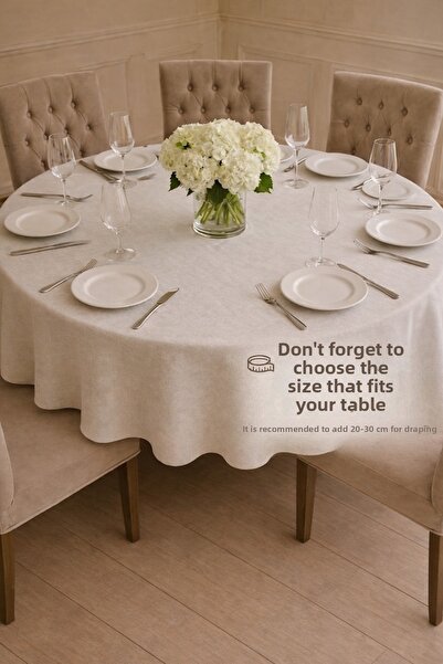 Rona Home Στρογγυλό τραπεζομάντιλο μονόχρωμο, ανθεκτικό στο νερό και τους λεκ...