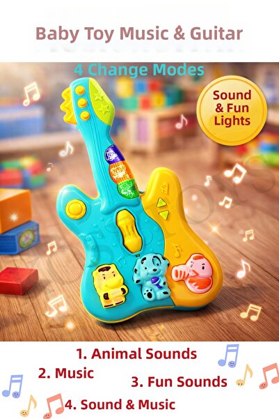 kosetoys لعبة موسيقية للأطفال على شكل جيتار مع أضواء وصوت
