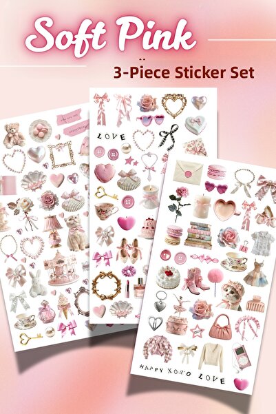 Hume Craft Set de autocolante tematice Coquette roz moale, potrivit pentru al...