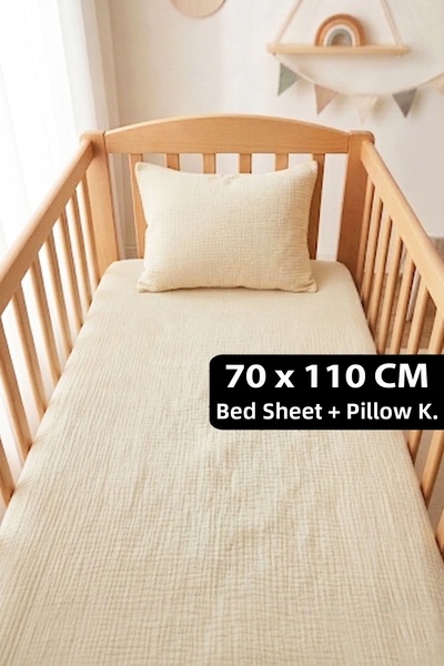 Soho Organics Muslin Elastic Sheet Set - 70X110 cm |   Bed Height 10-15 cm | ...