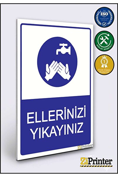ZiPrinter غسل اليدين - لافتة تحذيرية من ديكوتا مقاس 35x50 سم