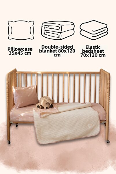ESTİ Baby Baby & Child Sleeping Set – 3-Piece Pique Set 70X120 cm (Elastic Sh...