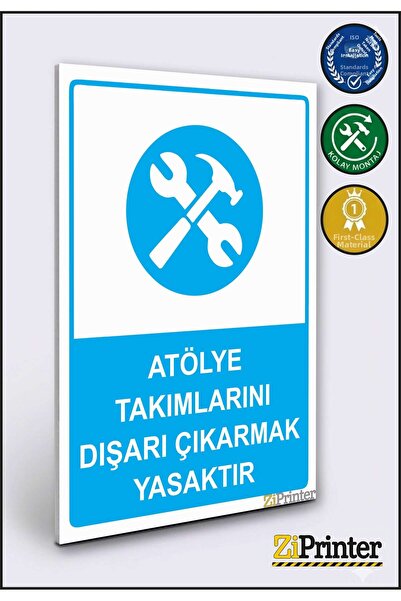 ZiPrinter ممنوع إخراج أدوات الورشة، لافتة تحذيرية ديكوتا 70x100 سم