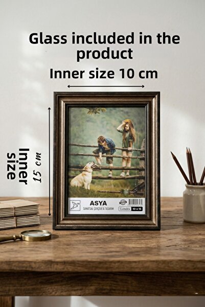 Asya Çerçeve Decorative Antique Patterned Black Brown 10X15 Plastic Photo Fra...