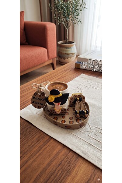 RivelCandle Closed Sleeve Leopard Turkish Coffee Set for 1 Person
