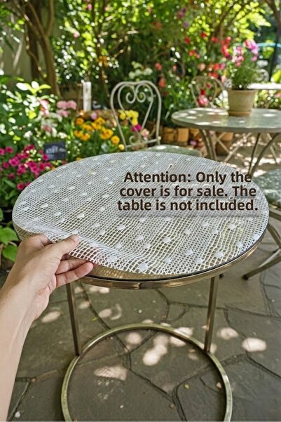 Rona Home Husă de masă rotundă din PVC cu model din dantelă pentru măsuță de ...