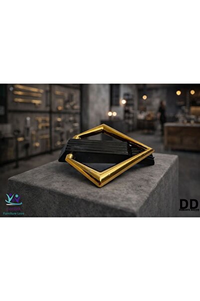 DEMONTE DECOR خزانة ميلان ساراكاك تريانجل، درج، مقبض أثاث (سعر القطعة) أسود-ذهبي