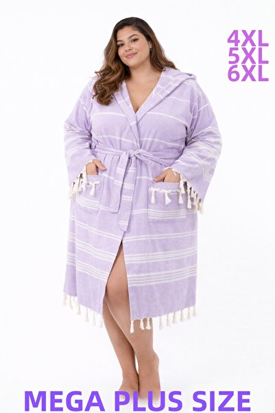 MODELHOME Βαμβακερό λιλά χρώμα, μπουρνούζι με κουκούλα, ρόμπα και φόρεμα παρα...