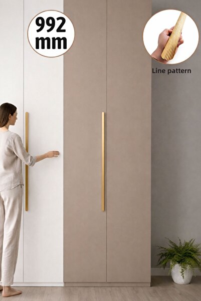 Badem10 VENTO Ριγέ κίτρινη χρυσή λαβή συρταριού 992 χιλιοστά Μακριά λαβή Μοντ...