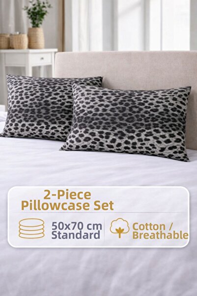 DüşEvi 2-Piece Pillowcase 50X70 Cotton Leopard Pattern