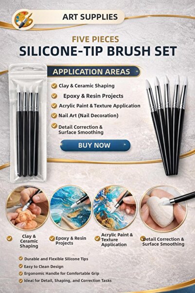 Artdesign Silicone Brush Set, Hobby, Pottery, Sculptor, Embossing, Nail Art -...