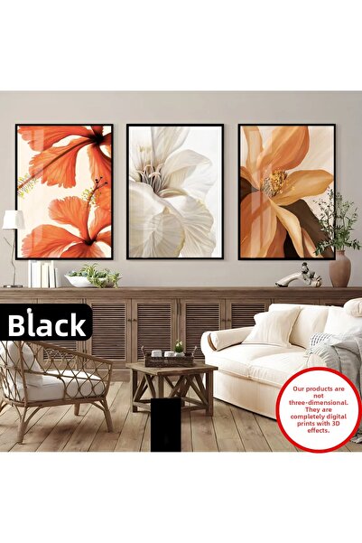 Harika bir ev MARVELOUS HOME OFFICE SOFT-ORANGE FLOWER COMBINATION FRAMED TEM...